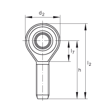 桿端軸承 GAKSR25-PS, 根據 DIN ISO 12 240-4 標準，特種鋼材料，帶右旋外螺紋，免維護