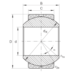 關節軸承 GE16-PB, 根據 DIN ISO 12 240-1 標準，尺寸系列 K，需維護