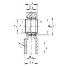 液壓桿端軸承 GIHNRK63-LO, 根據 DIN ISO 12 240-4 標準，帶右旋螺紋夾緊裝置，需維護