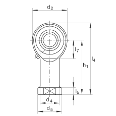 桿端軸承 GIKL6-PB, 根據(jù) DIN ISO 12 240-4 標(biāo)準(zhǔn)，帶左旋內(nèi)螺紋，需維護(hù)