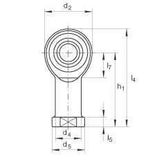 桿端軸承 GIKR12-PW, 根據 DIN ISO 12 240-4 標準，帶右旋內螺紋，需維護