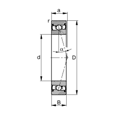 主軸軸承 HSS7016-C-T-P4S, 調(diào)節(jié)，成對(duì)安裝，接觸角 α = 15°，兩側(cè)唇密封，非接觸，加嚴(yán)公差