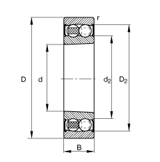 自調心球軸承 2207-K-2RS-TVH-C3, 根據 DIN 630 標準的主要尺寸, 錐孔，錐度 1:12，兩側唇密封