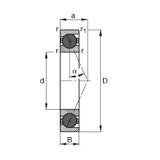 主軸軸承 HCB7020-E-T-P4S, 調節，成對或單元安裝，接觸角 α = 25°，陶瓷球，限制公差