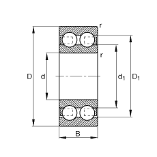 深溝球軸承 4304-B-TVH, 根據(jù) DIN 625-3 標(biāo)準(zhǔn)的主要尺寸，雙列