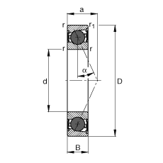 主軸軸承 HCB7020-E-2RSD-T-P4S, 調節，成對或單元安裝，接觸角 α = 25°，陶瓷球，兩側唇密封，非接觸，限制公差