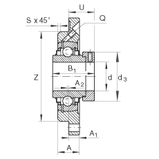 軸承座單元 RME40-N, 帶四個(gè)螺栓孔的法蘭的軸承座單元，定心凸出物，鑄鐵，偏心鎖圈，R 型密封