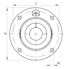 軸承座單元 RME40-N, 帶四個(gè)螺栓孔的法蘭的軸承座單元，定心凸出物，鑄鐵，偏心鎖圈，R 型密封