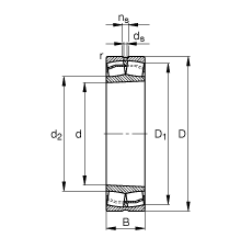 調心滾子軸承 22218-E1-K, 根據 DIN 635-2 標準的主要尺寸, 錐孔，錐度 1:12