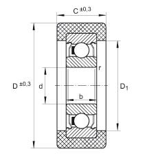 滾輪 KLRZ10X30X10-2Z, 帶塑料箍，兩側(cè)密封